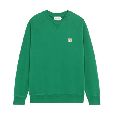 Maison Kitsune FW21 Fox Head Patch Green Sweatshirt JM00310KM0001-P370
