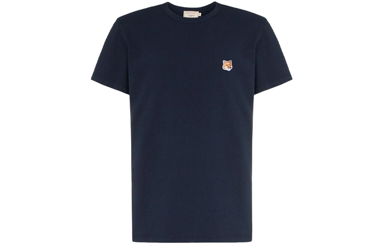 Maison Kitsune FW21 Fox Patch Loose Fit Crewneck Tee Navy Blue () AM00103KJ0008-P480