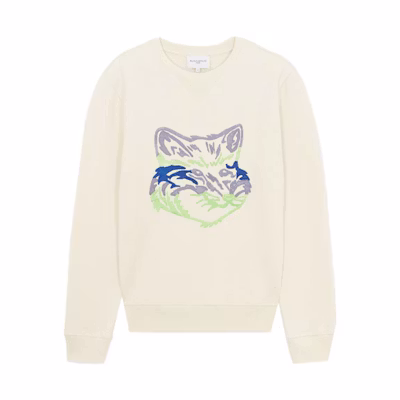 Maison Kitsune FW21 Gradient Fox Embroidery Sweatshirt Green () HM00332KM0020-P390
