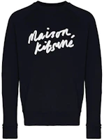 Maison Kitsune FW21 Handwritten Logo Sweatshirt Black Mens FM00352KM0001-P195 Maison Kitsune FW21 Handwritten Logo Sweatshirt Black Mens FM00352KM0001-P195