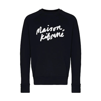 Maison Kitsune FW21 Letter Logo Oversized Crewneck Sweatshirt Unisex Black SPCKU00300-BK