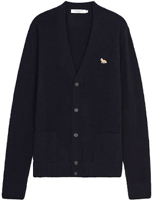 Maison Kitsune FW21 Logo Fox Kardigan Bersulam Lelaki Hitam. HM00501KT1006-P480 Buy Maison Kitsune FW21 Logo Fox Kardigan Bersulam Lelaki Hitam. HM00501KT1006-P480