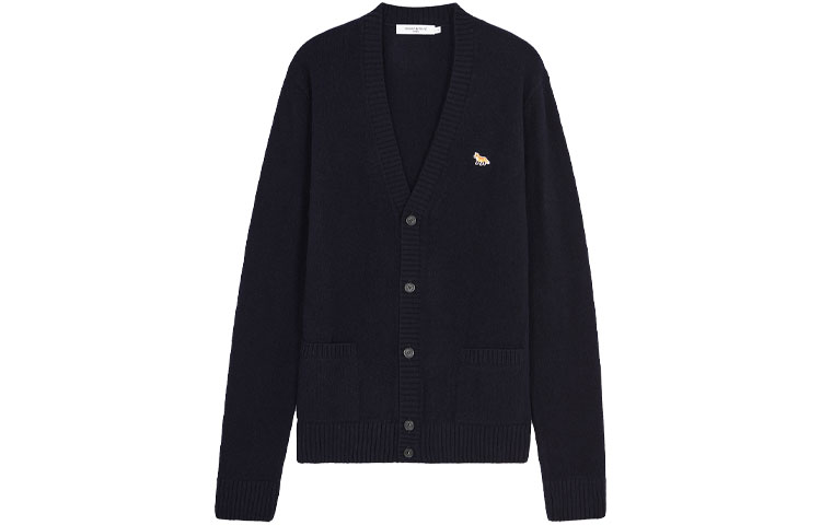 Order Maison Kitsune FW21 Logo Fox Kardigan Bersulam Lelaki Hitam. HM00501KT1006-P480