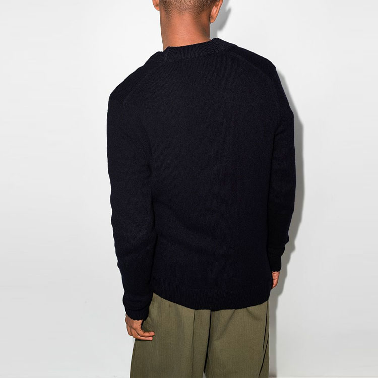 Purchase Maison Kitsune FW21 Logo Fox Kardigan Bersulam Lelaki Hitam. HM00501KT1006-P480