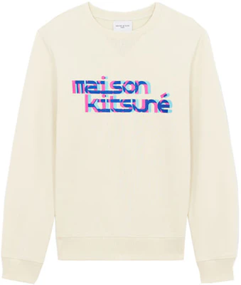 Maison Kitsune FW21 Logo Glitch印花男士白色圓領長袖襯衫 HM00330KM0020-P701 Order Maison Kitsune FW21 Logo Glitch印花男士白色圓領長袖襯衫 HM00330KM0020-P701
