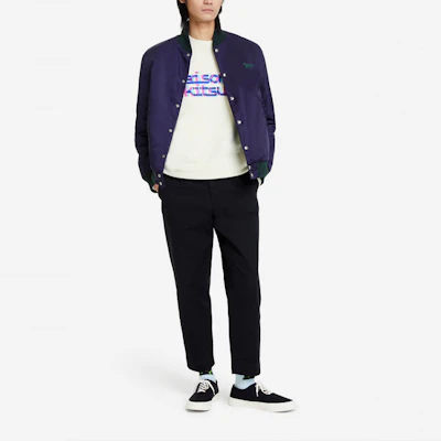 Maison Kitsune FW21 Logo Glitch印花男士白色圓領長袖襯衫 HM00330KM0020-P701 Shop Maison Kitsune FW21 Logo Glitch印花男士白色圓領長袖襯衫 HM00330KM0020-P701