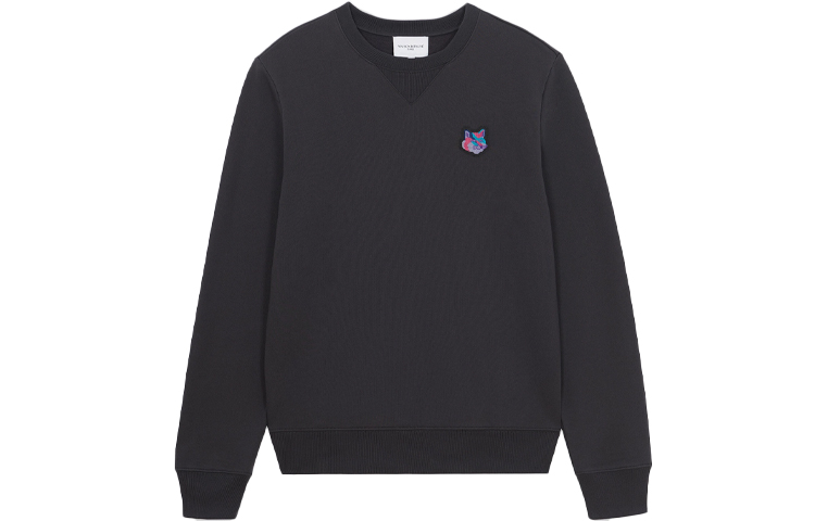 Maison Kitsune FW21 Solid Gray Fox Embroidered Casual Jacket Black Unisex HU02208WM0002-P198