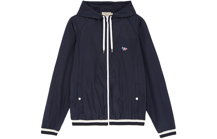 Maison Kitsune FW21 White Zip-Up Hoodie with Fox Graphic for Men AM00304KM0001-WH