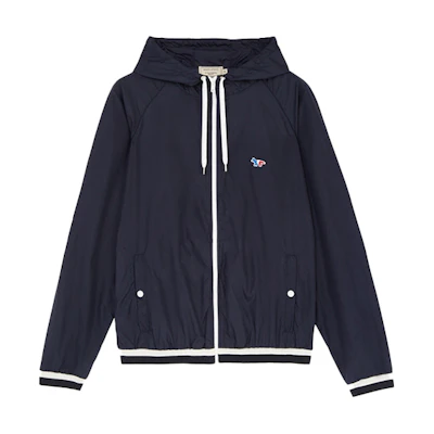Maison Kitsune FW21 White Zip-Up Hoodie with Fox Graphic for Men AM00304KM0001-WH