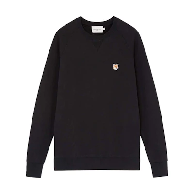 Maison Kitsune FW22 Black Fox Logo Embroidered Crewneck Sweatshirt AM00303KM0001-BK