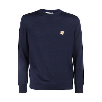 Maison Kitsune FW22 Blue Wool Pullover Crewneck Sweater FM00528KT1036-P480