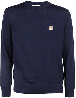 Maison Kitsune FW22 藍色羊毛圓領毛衣 FM00528KT1036-P480 Order Maison Kitsune FW22 藍色羊毛圓領毛衣 FM00528KT1036-P480