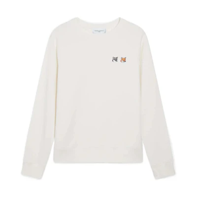 Maison Kitsune FW22 Double Fox Head Print Crewneck Sweatshirt Off-White FM00358KM0002-ECRU