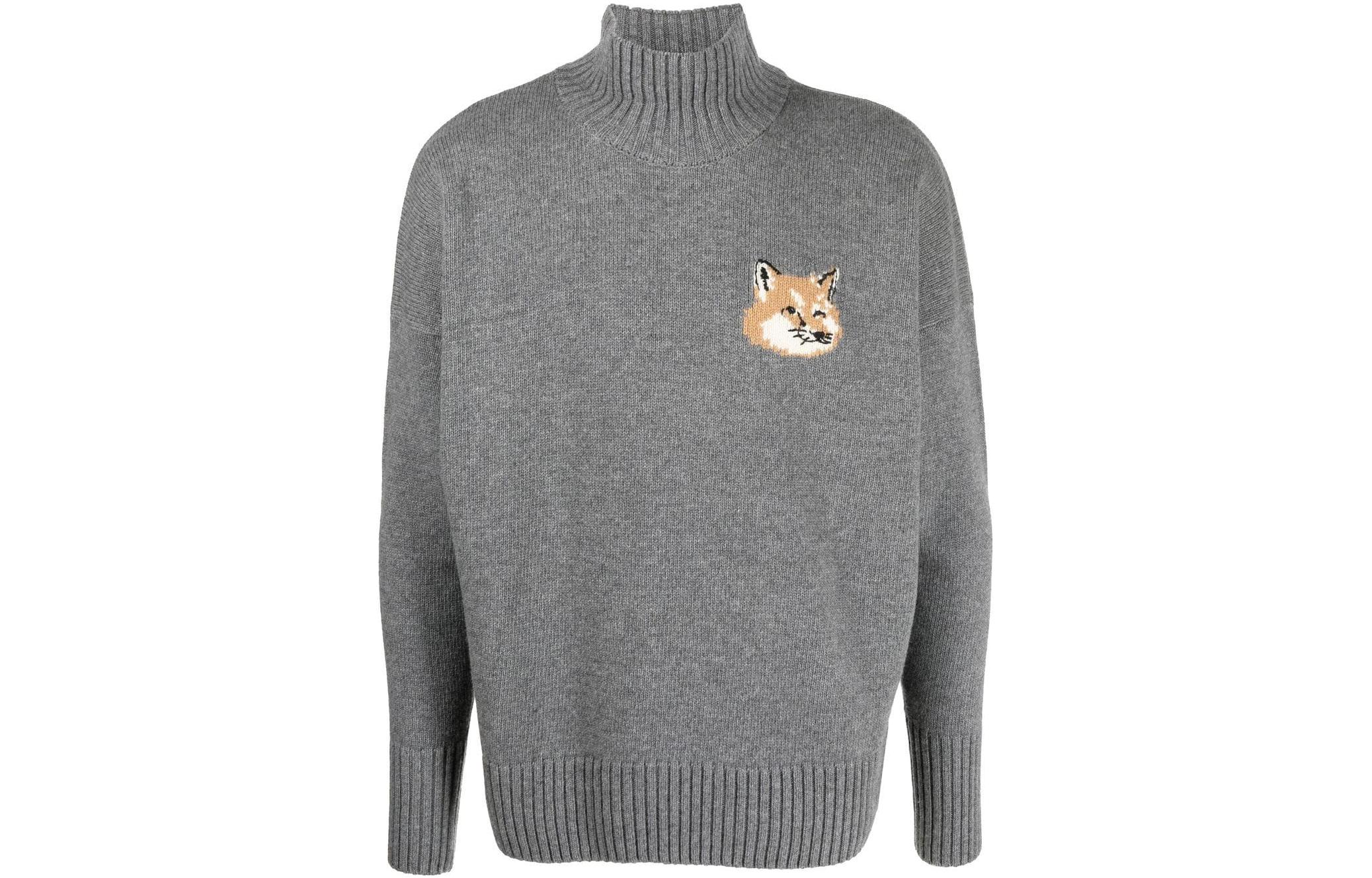 Maison Kitsune FW22  Fox Head Pattern Turtleneck Sweater Charcoal Grey. JM00560KT1063-P170 圖 2