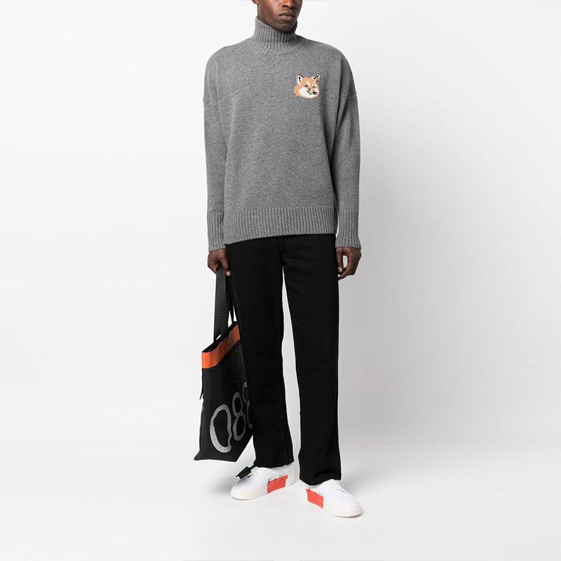 Maison Kitsune FW22  Fox Head Pattern Turtleneck Sweater Charcoal Grey. JM00560KT1063-P170 圖 3