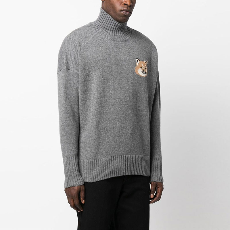 Maison Kitsune FW22  Fox Head Pattern Turtleneck Sweater Charcoal Grey. JM00560KT1063-P170 圖 5