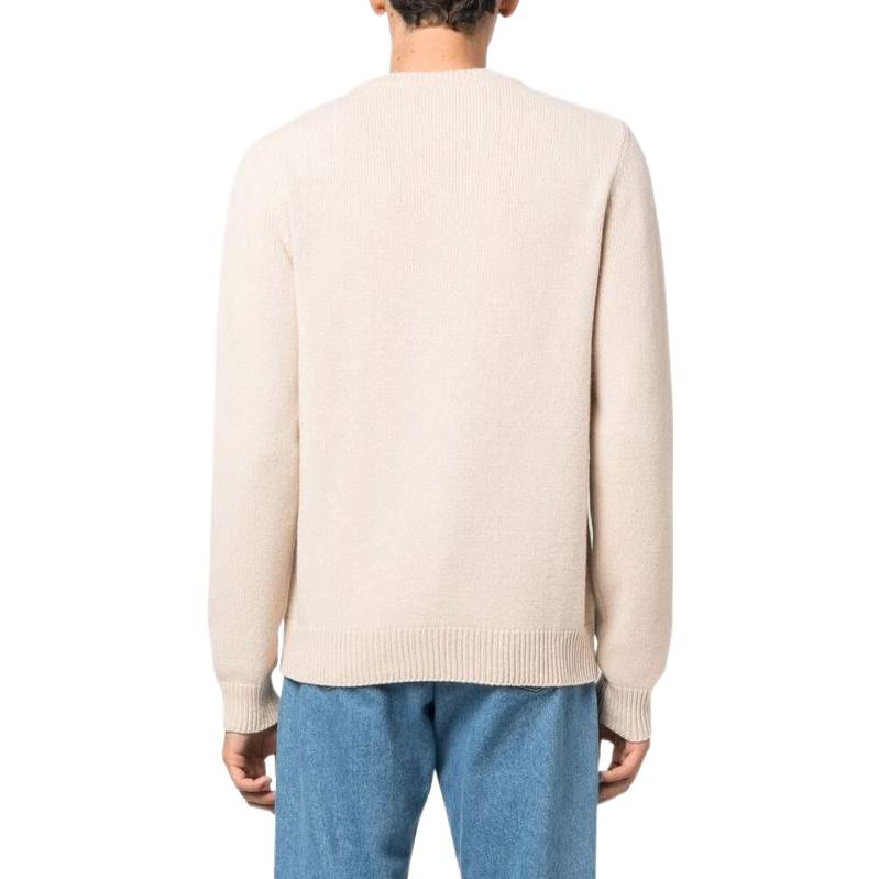 Shop Maison Kitsune FW22 动物提花圆领针织毛衣 米色 男士 HM00509KT1016-P220