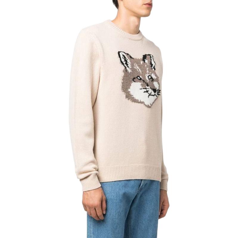 Purchase Maison Kitsune FW22 动物提花圆领针织毛衣 米色 男士 HM00509KT1016-P220