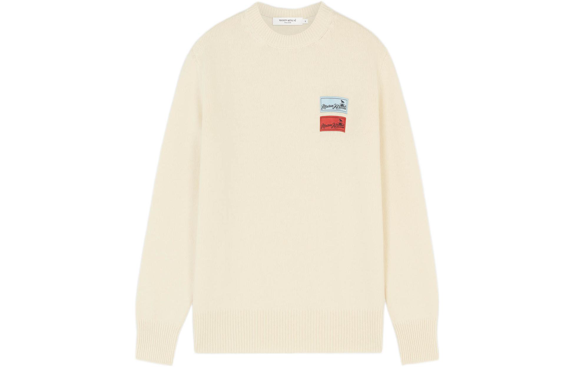 Maison Kitsune FW22 Beige Pullover Sweatshirt with Small Fox Logo GU00342KM002P700
