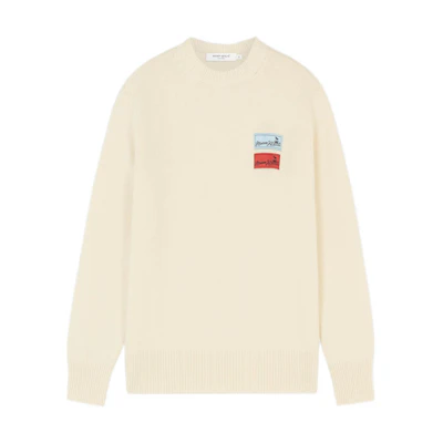 Maison Kitsune FW22 Beige Pullover Sweatshirt with Small Fox Logo GU00342KM002P700