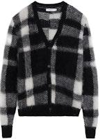 Maison Kitsune FW22 Checkered V-Neck Cardigan Sweater Unisex Black White JM00558KT1072-C197 Maison Kitsune FW22 Checkered V-Neck Cardigan Sweater Unisex Black White JM00558KT1072-C197