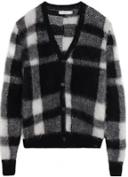 Order Maison Kitsune FW22 Checkered V-Neck Cardigan Sweater Unisex Black White JM00558KT1072-C197