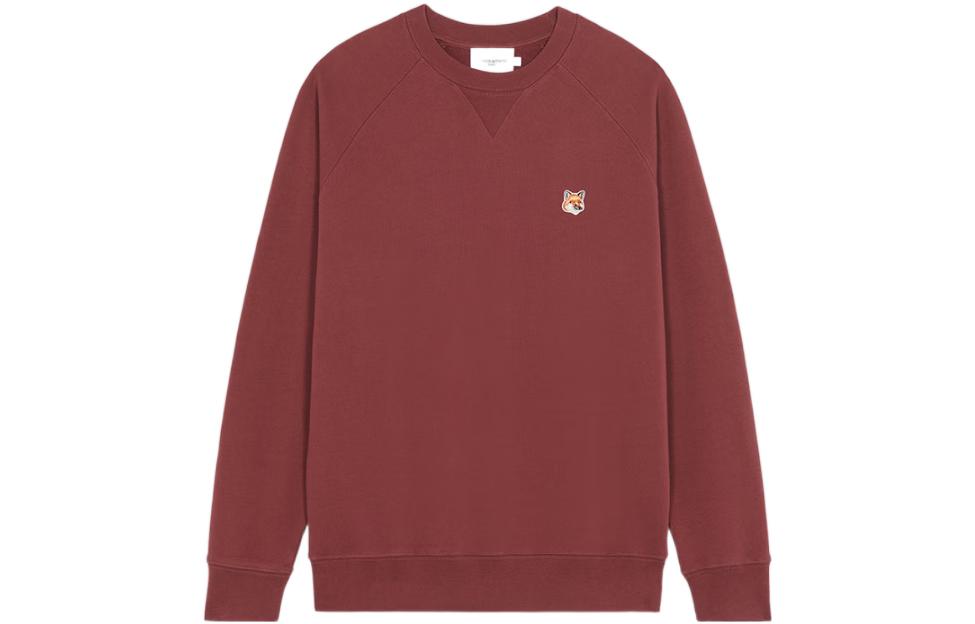 Order Maison Kitsune FW22 狐狸頭刺繡紅色寬鬆版型男士圓領長袖上衣 JM00310KM0001-H596