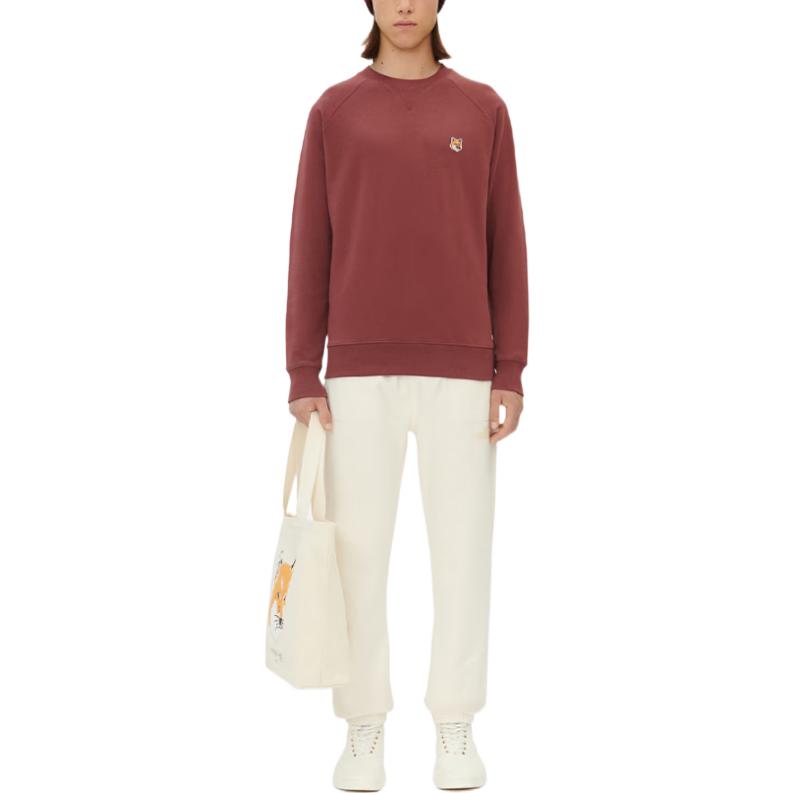 Lookbook Maison Kitsune FW22 狐狸頭刺繡紅色寬鬆版型男士圓領長袖上衣 JM00310KM0001-H596