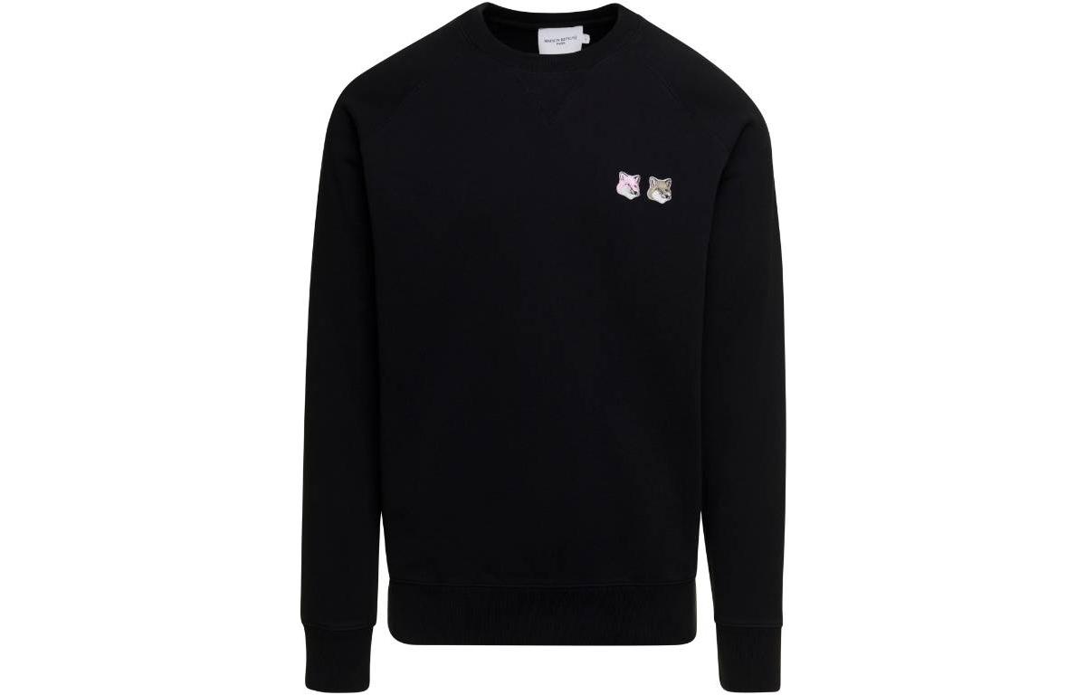 Maison Kitsune FW22 Fox Patch Crewneck Long Sleeve Sweatshirt Black - . JM00330KM0001-P199