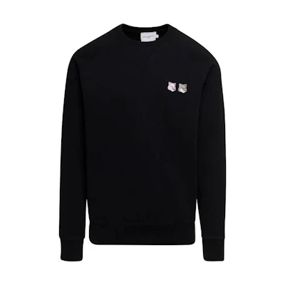 Maison Kitsune FW22 Fox Patch Crewneck Long Sleeve Sweatshirt Black - . JM00330KM0001-P199