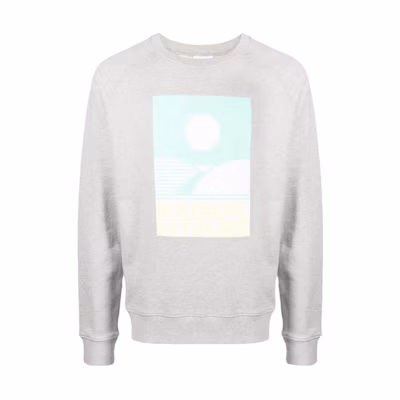 Maison Kitsune FW22 Grey Fox Logo Pullover Sweatshirt Unisex Dark Khaki IU00332KM0001-P396