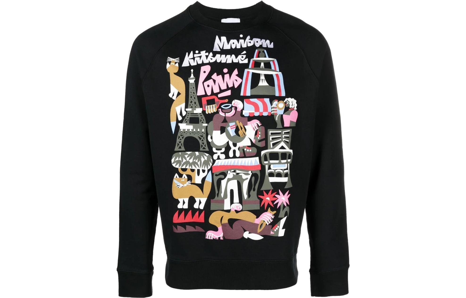 Order Maison Kitsune FW22 Letter Print Crewneck Sweatshirt Men’s Black JM00320KM0001-P199