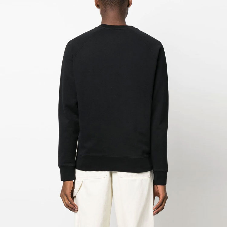 Shop Maison Kitsune FW22 Letter Print Crewneck Sweatshirt Men’s Black JM00320KM0001-P199
