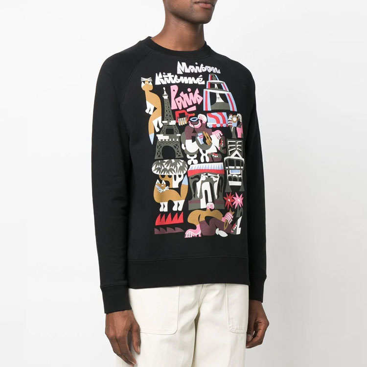 Purchase Maison Kitsune FW22 Letter Print Crewneck Sweatshirt Men’s Black JM00320KM0001-P199