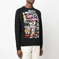 Purchase 메종 키츠네 FW22 레터 프린트 크루넥 맨투맨 남성용 블랙 JM00320KM0001-P199