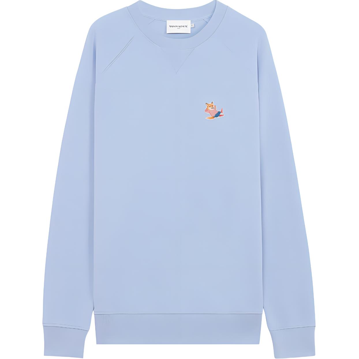 Maison Kitsune FW22 Logo Patch Crewneck Sweatshirt Unisex Black SPCHM00301-P199