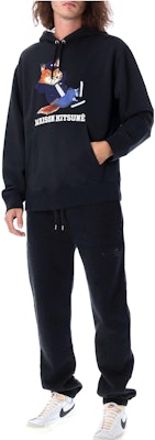 メゾンキツネ FW22 スモールフォックスプリント ドローストリングフーディ ブラック JM00332KM0001-P199 Shop メゾンキツネ FW22 スモールフォックスプリント ドローストリングフーディ ブラック JM00332KM0001-P199