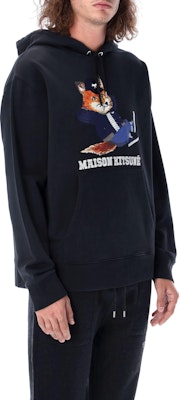 メゾンキツネ FW22 スモールフォックスプリント ドローストリングフーディ ブラック JM00332KM0001-P199 Details for メゾンキツネ FW22 スモールフォックスプリント ドローストリングフーディ ブラック JM00332KM0001-P199