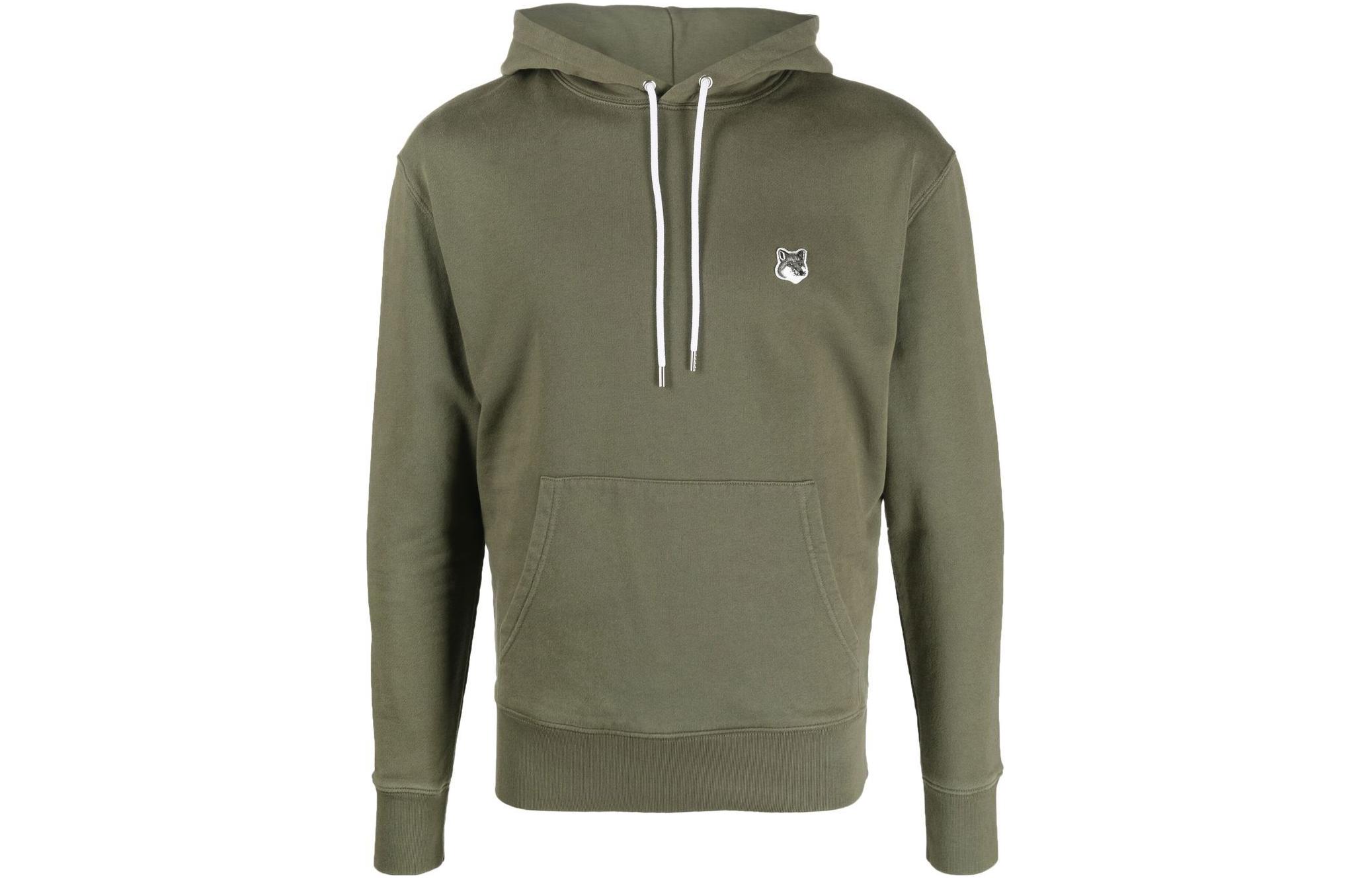 Maison Kitsune FW22 Solid Fox Print Pullover Sweatshirt Khaki Gray JM00330KM0001-P395