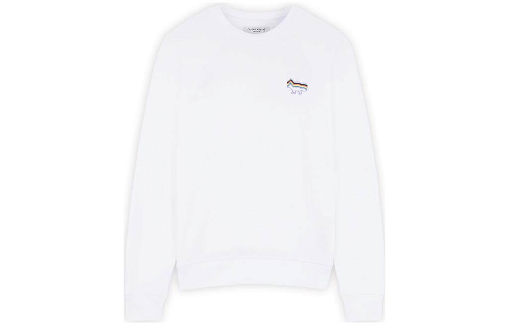 Maison Kitsune FW22 White Rainbow Fox Logo Embroidered Unisex Hoodie SPGPU00301-P100