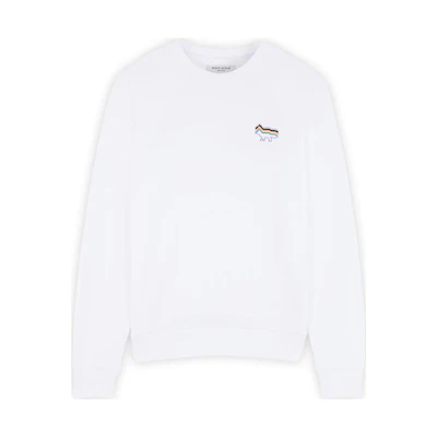 Maison Kitsune FW22 White Rainbow Fox Logo Embroidered Unisex Hoodie SPGPU00301-P100