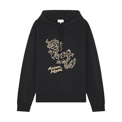 Maison Kitsune FW23 Black Zip-Up Jacket with Logo and Collar LM02103WQ0062-P199