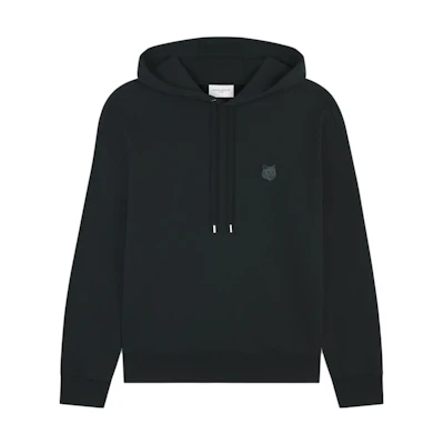 Maison Kitsune FW23 Black Pullover Hoodie with Fox Patch for Men LM00705KM0001-P199