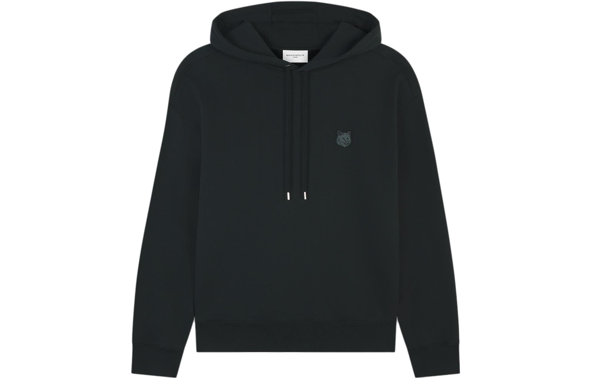 Order Maison Kitsune FW23 黑色男士狐狸貼布連帽上衣 LM00705KM0001-P199