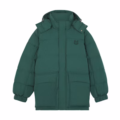 Maison Kitsune FW23 Bold Fox Patch Loose Fit Green Zip Hoodie Jacket LM02204WQ4016-P399