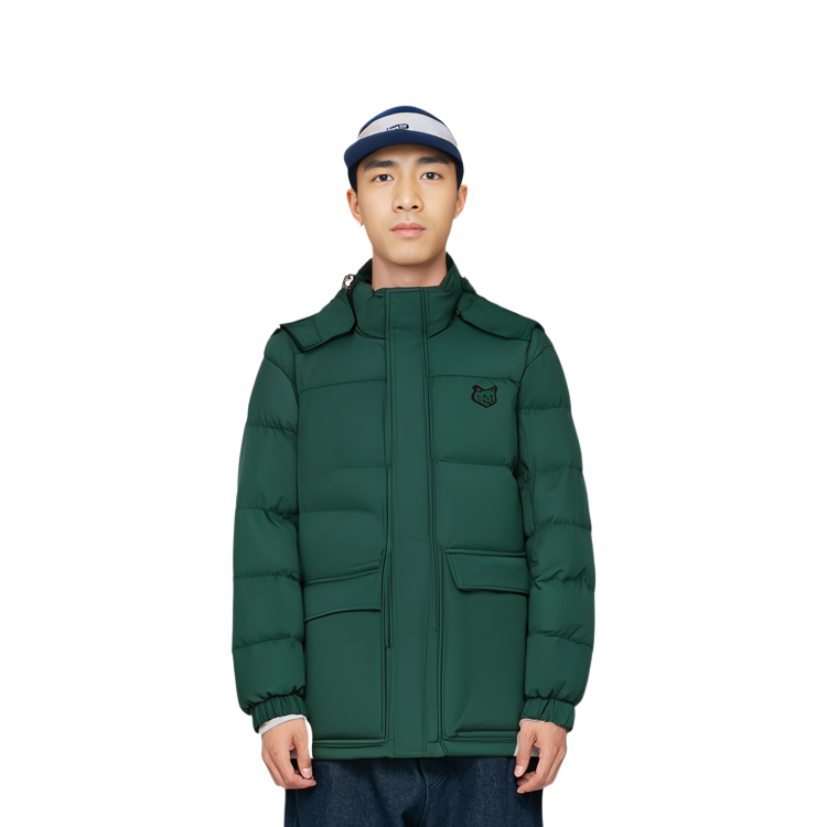 Sizing Maison Kitsune FW23 粗犢狐狸貼標寬鬆綠色拉鍊連帽外套 LM02204WQ4016-P399