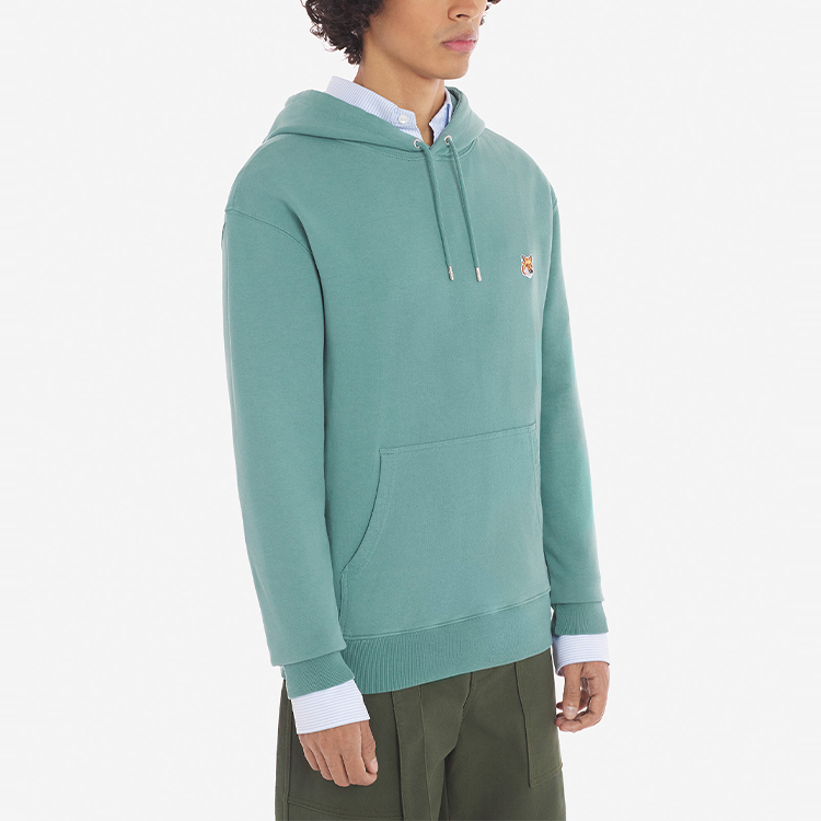 Purchase Maison Kitsune FW23 Fox Patch Hoodie Men’s Casual Blue-Grey Sweater LM00702KM0001-P315