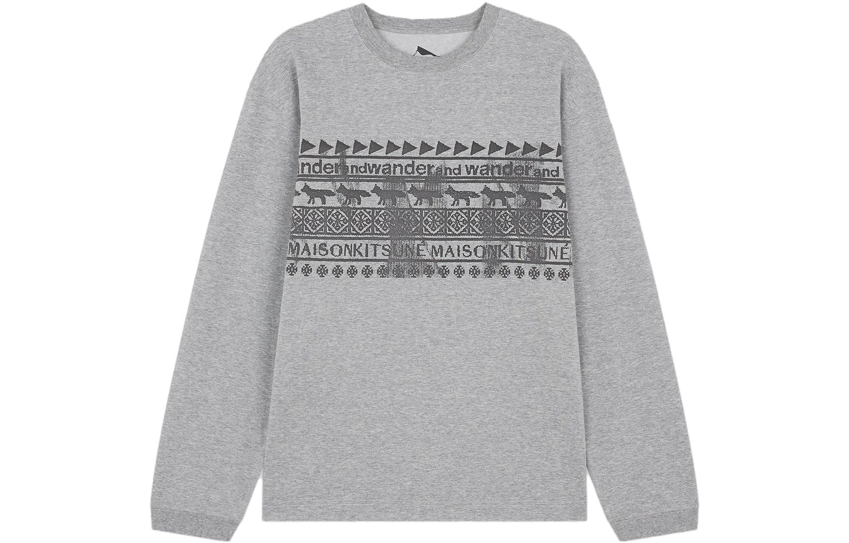Maison Kitsune FW23 Graphic Print Crewneck Sweatshirt Men’s Light Grey LM00710KM0001H120