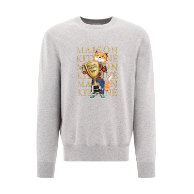 Maison Kitsune FW23 Letter Print Hoodie Pullover Sweatshirt Gray Men LM00708KM0307-H120