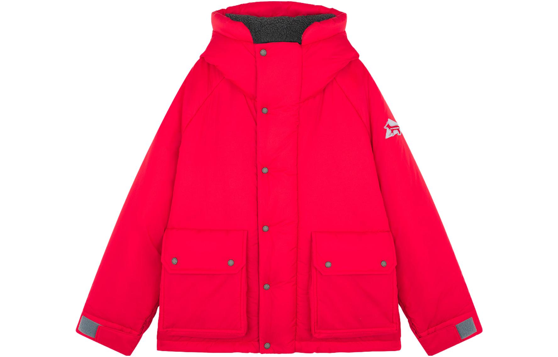 Maison Kitsune FW23 Red Badge Print Hoodie Unisex Pullover with Drawstring LM00712KM0001-P669